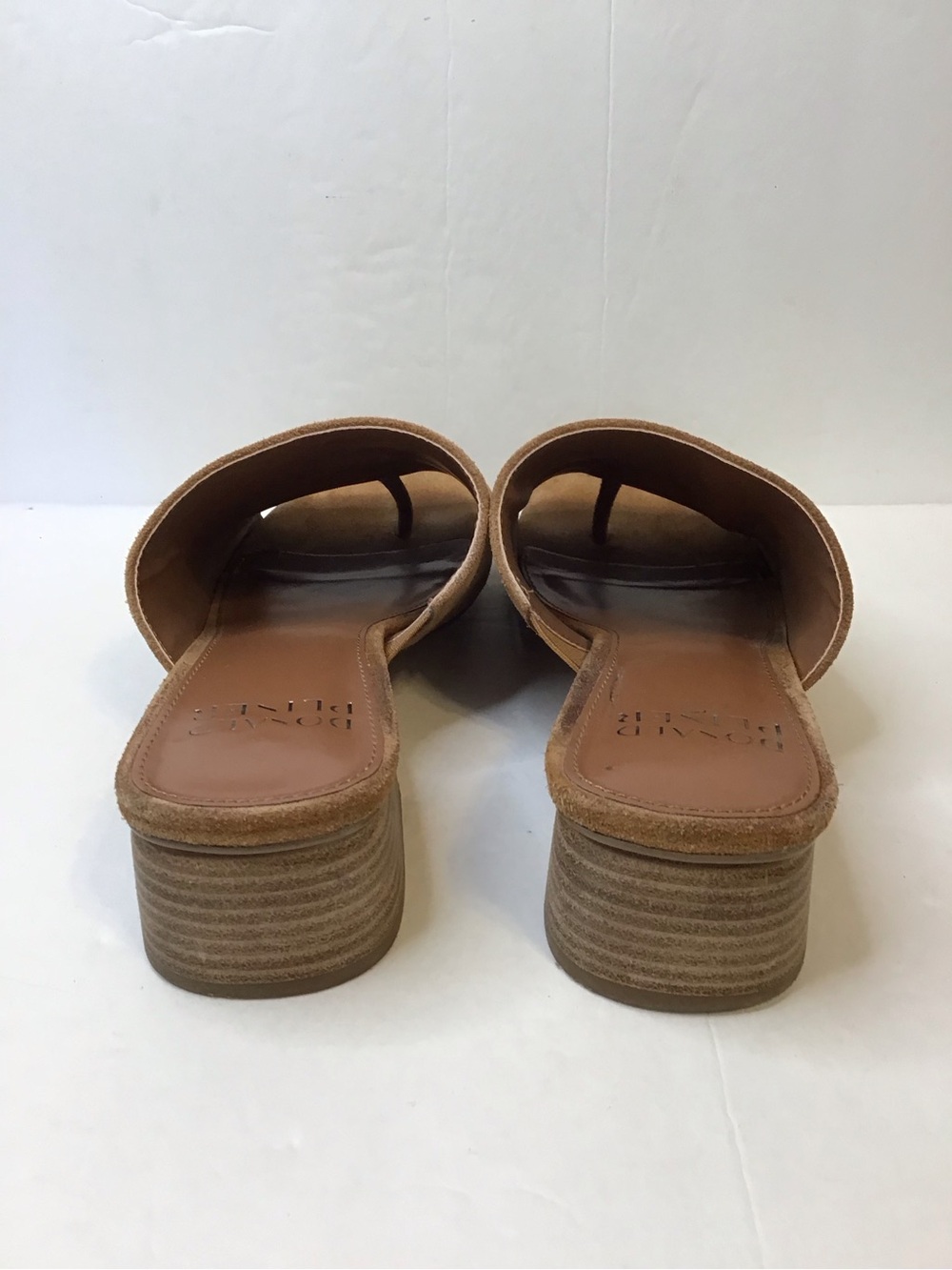 Donald J. Pliner Women's Cognac Brown Suede Open-Toe Block Heel Mules 8.5 - Picture 6 of 8